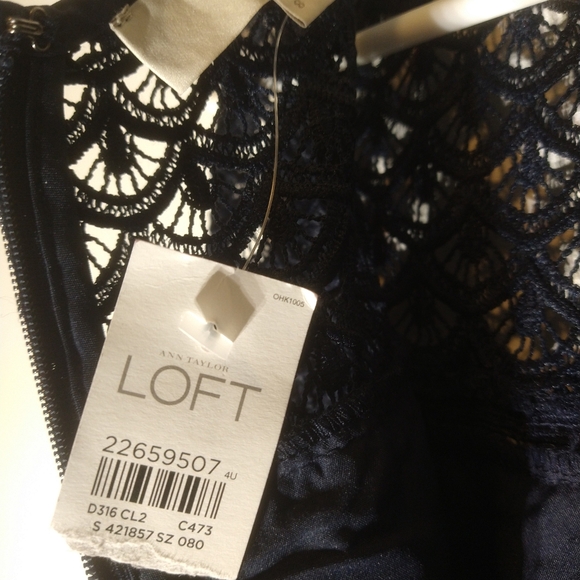 Loft NWT dark navy blue crocheted dress size 8 - Picture 2 of 8